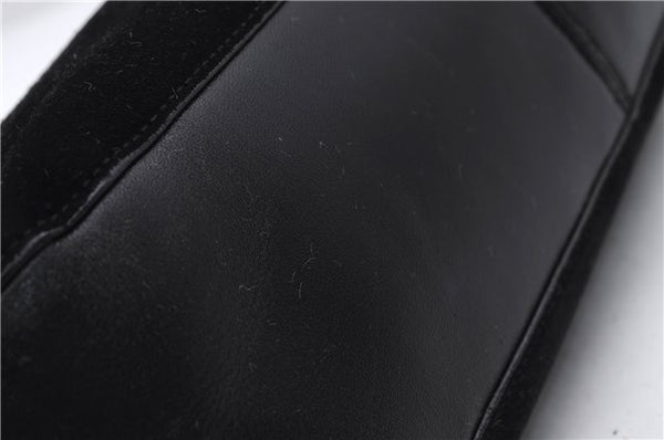 Authentic GUCCI Bamboo Shoulder Hand Bag Purse Suede Leather 0013739 Black 2761E