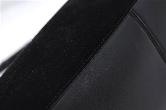 Authentic GUCCI Bamboo Shoulder Hand Bag Purse Suede Leather 0013739 Black 2761E