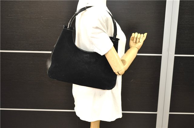 Authentic GUCCI Bamboo Shoulder Hand Bag Purse Suede Leather 0013739 Black 2761E