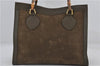 Authentic GUCCI Bamboo Vintage Hand Tote Bag Suede Leather Khaki Green 2762E