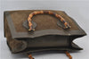 Authentic GUCCI Bamboo Vintage Hand Tote Bag Suede Leather Khaki Green 2762E