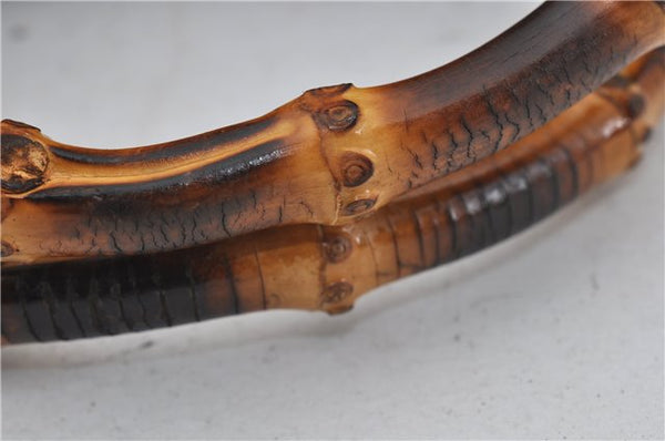 Authentic GUCCI Bamboo Vintage Hand Tote Bag Suede Leather Khaki Green 2762E