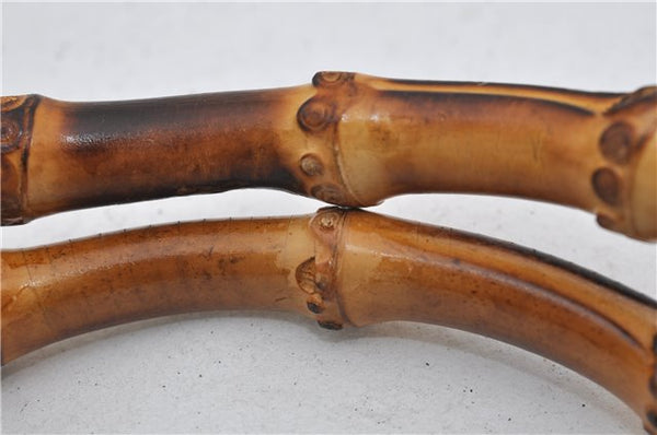 Authentic GUCCI Bamboo Vintage Hand Tote Bag Suede Leather Khaki Green 2762E