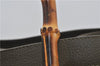 Authentic GUCCI Bamboo Vintage Hand Tote Bag Suede Leather Khaki Green 2762E