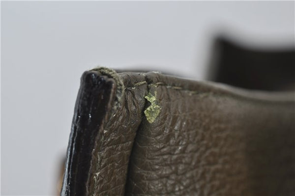 Authentic GUCCI Bamboo Vintage Hand Tote Bag Suede Leather Khaki Green 2762E