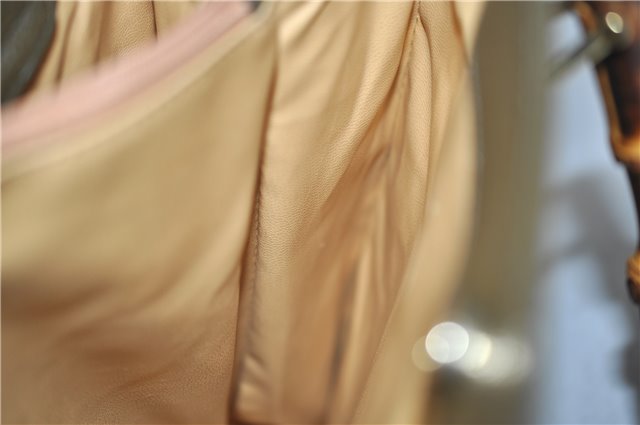 Authentic GUCCI Bamboo Vintage Hand Tote Bag Suede Leather Khaki Green 2762E