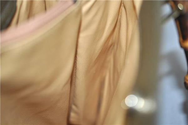 Authentic GUCCI Bamboo Vintage Hand Tote Bag Suede Leather Khaki Green 2762E