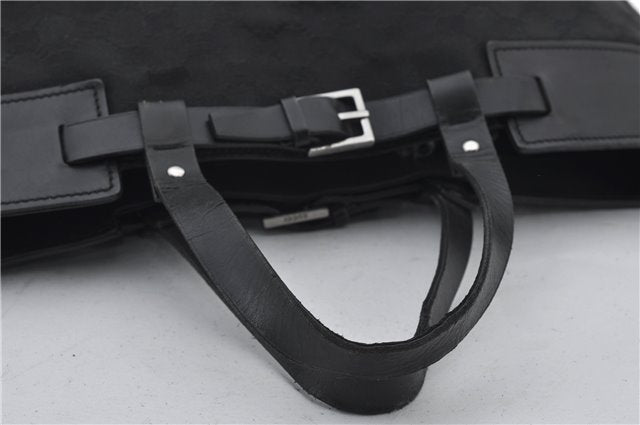 Authentic GUCCI Vintgae Tote Hand Bag Purse GG Canvas Leather 106251 Black 2763E