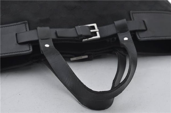 Authentic GUCCI Vintgae Tote Hand Bag Purse GG Canvas Leather 106251 Black 2763E