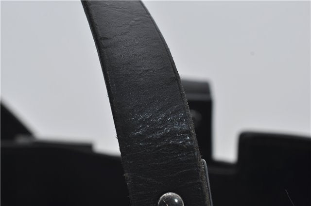 Authentic GUCCI Vintgae Tote Hand Bag Purse GG Canvas Leather 106251 Black 2763E