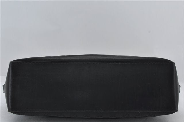 Authentic GUCCI Vintgae Tote Hand Bag Purse GG Canvas Leather 106251 Black 2763E