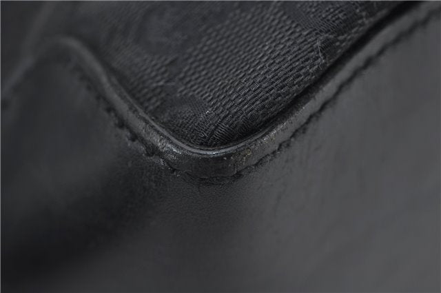 Authentic GUCCI Vintgae Tote Hand Bag Purse GG Canvas Leather 106251 Black 2763E