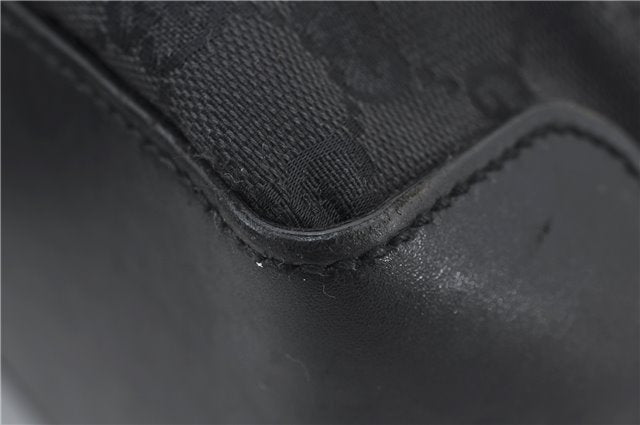 Authentic GUCCI Vintgae Tote Hand Bag Purse GG Canvas Leather 106251 Black 2763E