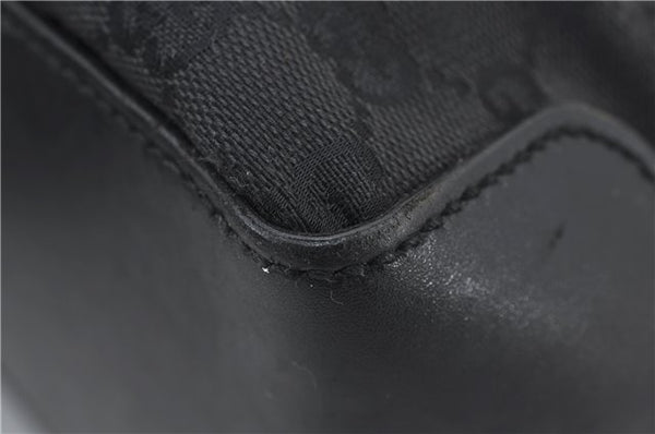 Authentic GUCCI Vintgae Tote Hand Bag Purse GG Canvas Leather 106251 Black 2763E