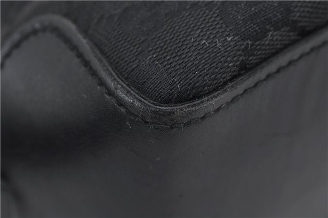 Authentic GUCCI Vintgae Tote Hand Bag Purse GG Canvas Leather 106251 Black 2763E