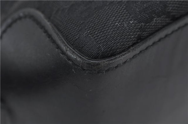 Authentic GUCCI Vintgae Tote Hand Bag Purse GG Canvas Leather 106251 Black 2763E