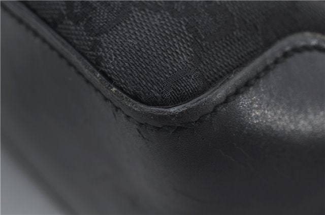 Authentic GUCCI Vintgae Tote Hand Bag Purse GG Canvas Leather 106251 Black 2763E