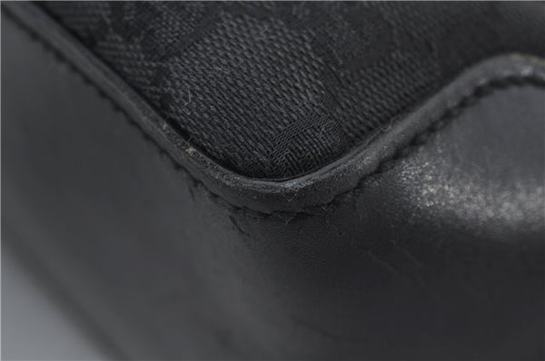 Authentic GUCCI Vintgae Tote Hand Bag Purse GG Canvas Leather 106251 Black 2763E