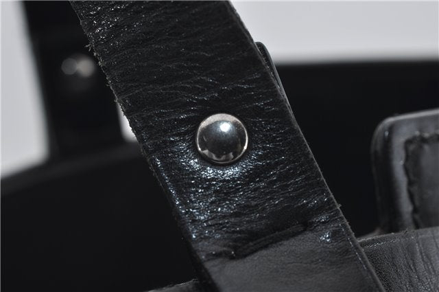 Authentic GUCCI Vintgae Tote Hand Bag Purse GG Canvas Leather 106251 Black 2763E