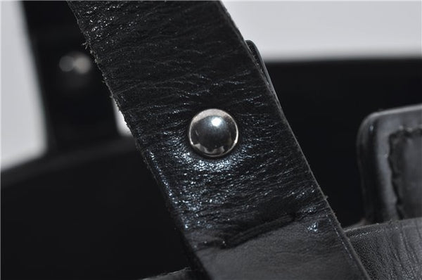 Authentic GUCCI Vintgae Tote Hand Bag Purse GG Canvas Leather 106251 Black 2763E