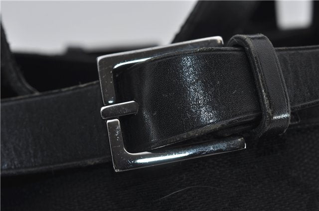 Authentic GUCCI Vintgae Tote Hand Bag Purse GG Canvas Leather 106251 Black 2763E