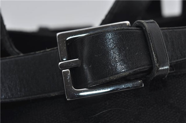 Authentic GUCCI Vintgae Tote Hand Bag Purse GG Canvas Leather 106251 Black 2763E