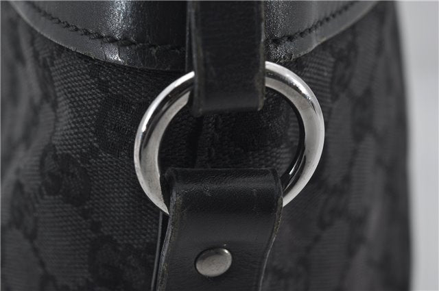 Authentic GUCCI Vintgae Tote Hand Bag Purse GG Canvas Leather 106251 Black 2763E