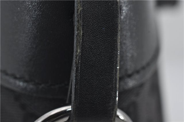 Authentic GUCCI Vintgae Tote Hand Bag Purse GG Canvas Leather 106251 Black 2763E