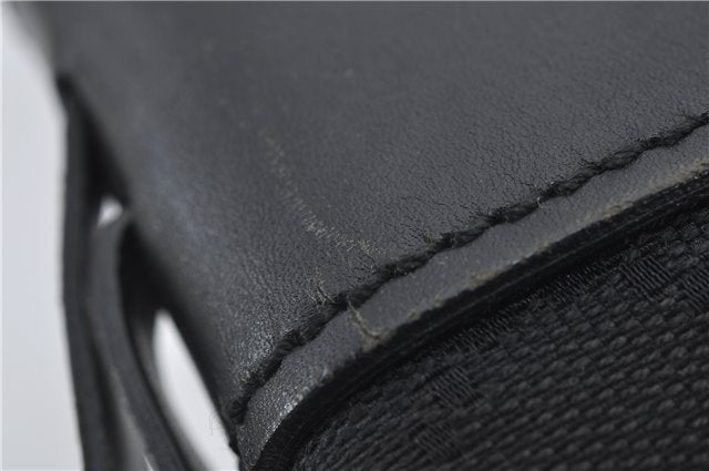 Authentic GUCCI Vintgae Tote Hand Bag Purse GG Canvas Leather 106251 Black 2763E