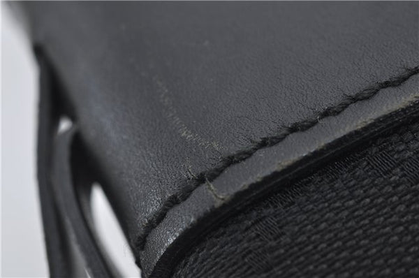 Authentic GUCCI Vintgae Tote Hand Bag Purse GG Canvas Leather 106251 Black 2763E