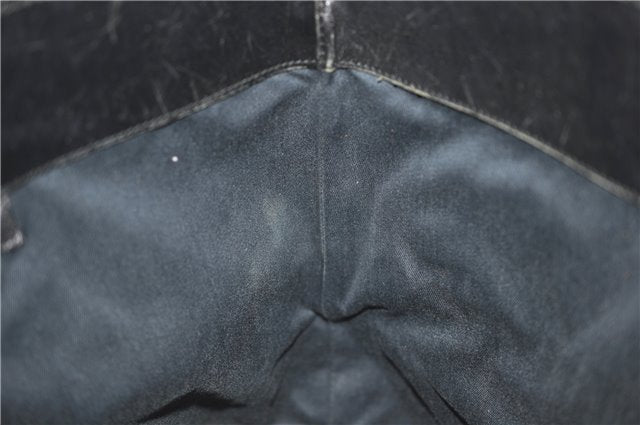 Authentic GUCCI Vintgae Tote Hand Bag Purse GG Canvas Leather 106251 Black 2763E