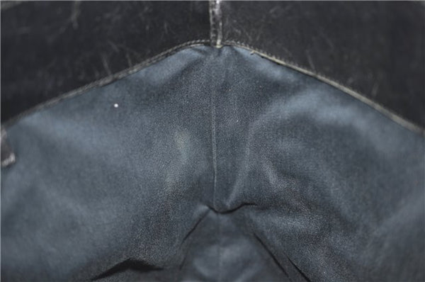 Authentic GUCCI Vintgae Tote Hand Bag Purse GG Canvas Leather 106251 Black 2763E