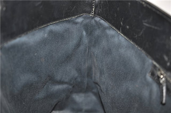 Authentic GUCCI Vintgae Tote Hand Bag Purse GG Canvas Leather 106251 Black 2763E