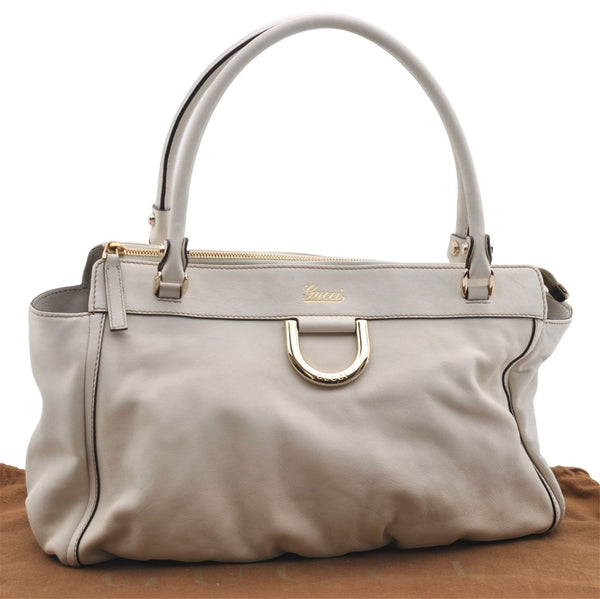 Authentic GUCCI Abbey Vintage Shoulder Tote Bag Leather 189831 White 2764E