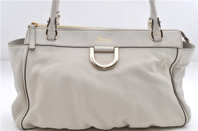 Authentic GUCCI Abbey Vintage Shoulder Tote Bag Leather 189831 White 2764E