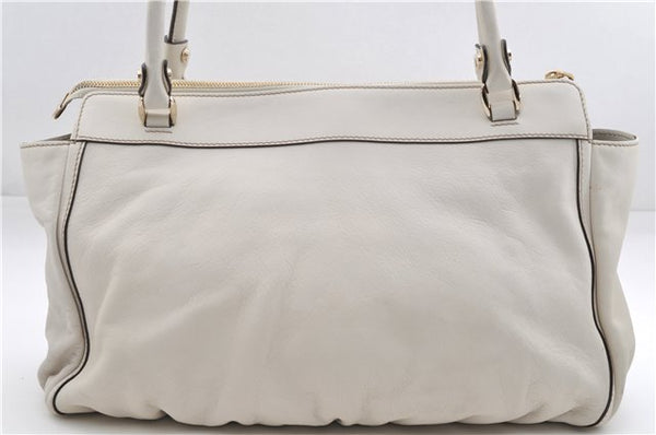 Authentic GUCCI Abbey Vintage Shoulder Tote Bag Leather 189831 White 2764E