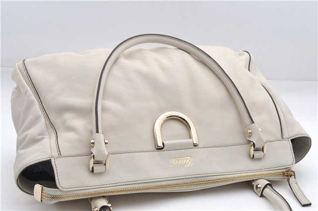 Authentic GUCCI Abbey Vintage Shoulder Tote Bag Leather 189831 White 2764E