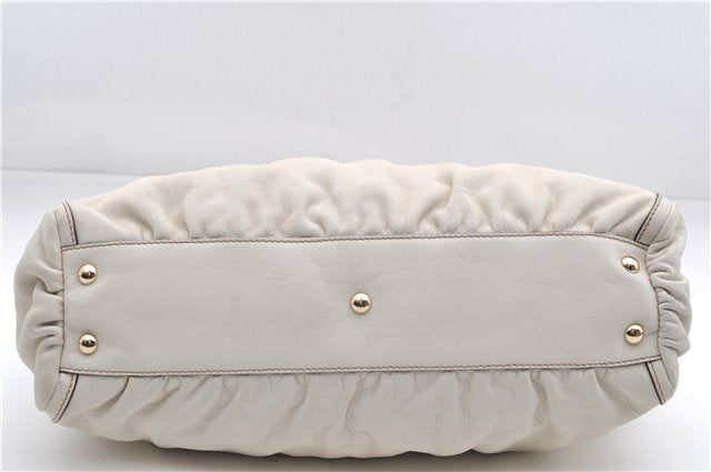 Authentic GUCCI Abbey Vintage Shoulder Tote Bag Leather 189831 White 2764E