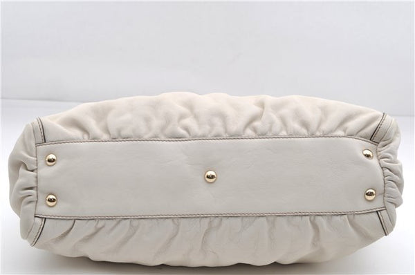 Authentic GUCCI Abbey Vintage Shoulder Tote Bag Leather 189831 White 2764E