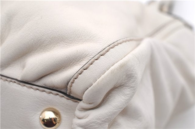 Authentic GUCCI Abbey Vintage Shoulder Tote Bag Leather 189831 White 2764E