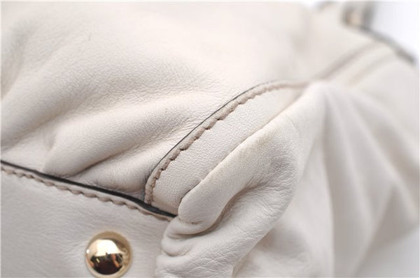 Authentic GUCCI Abbey Vintage Shoulder Tote Bag Leather 189831 White 2764E