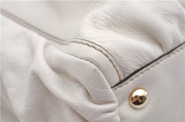 Authentic GUCCI Abbey Vintage Shoulder Tote Bag Leather 189831 White 2764E