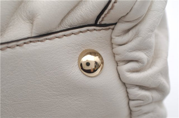 Authentic GUCCI Abbey Vintage Shoulder Tote Bag Leather 189831 White 2764E