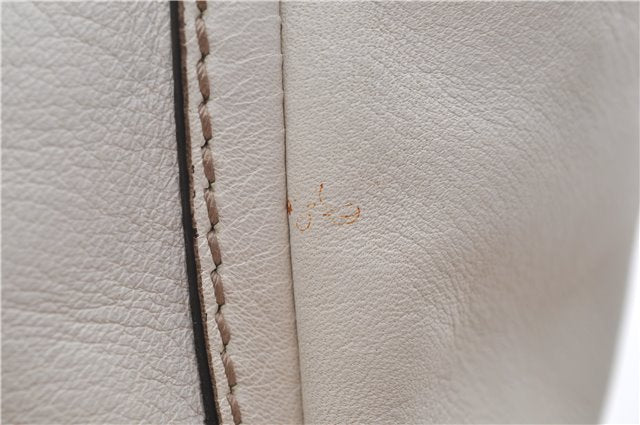 Authentic GUCCI Abbey Vintage Shoulder Tote Bag Leather 189831 White 2764E