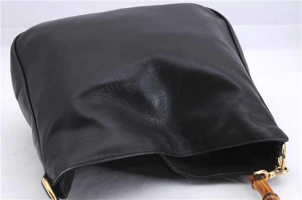 Authentic GUCCI Bamboo Vintage 2Way Shoulder Hand Bag Purse Leather Black 2766E
