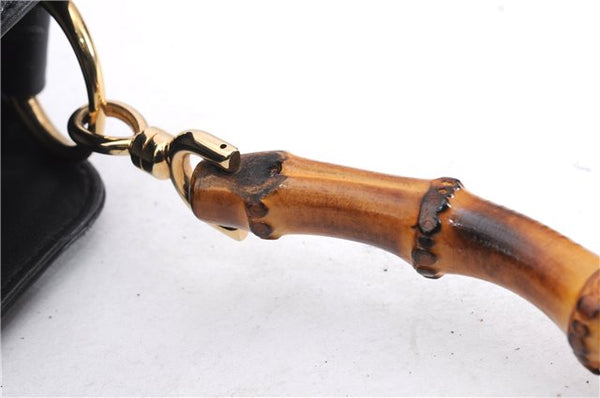 Authentic GUCCI Bamboo Vintage 2Way Shoulder Hand Bag Purse Leather Black 2766E