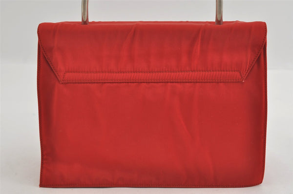 Authentic PRADA METAL Vintage Nylon Tessuto Hand Bag Purse B7004 Red 2766I