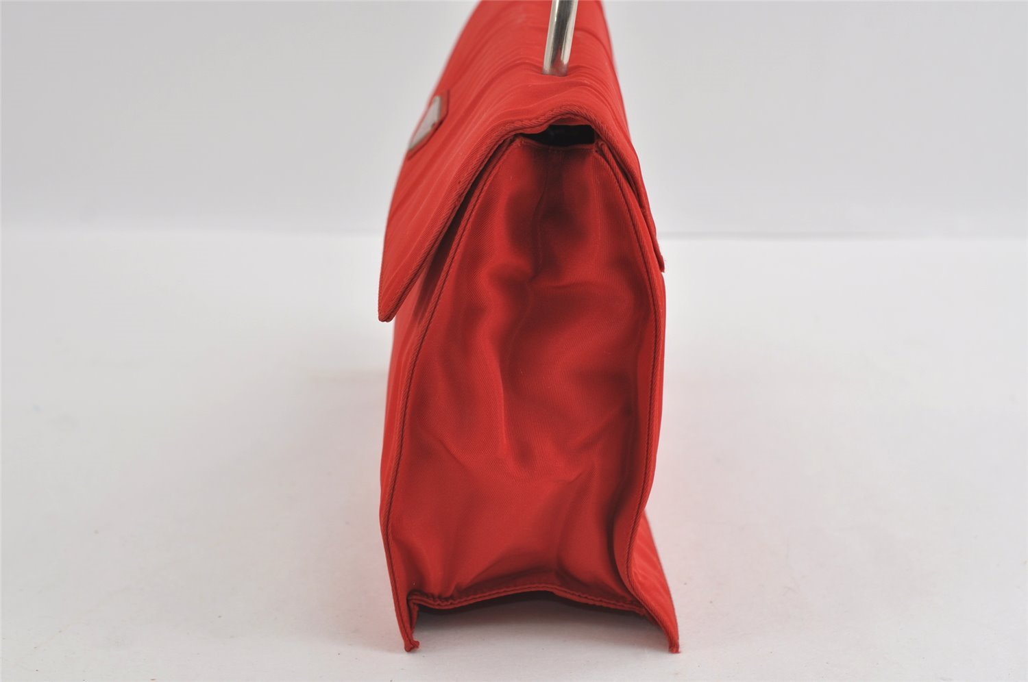 Authentic PRADA METAL Vintage Nylon Tessuto Hand Bag Purse B7004 Red 2766I