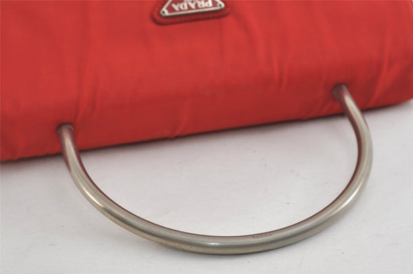 Authentic PRADA METAL Vintage Nylon Tessuto Hand Bag Purse B7004 Red 2766I
