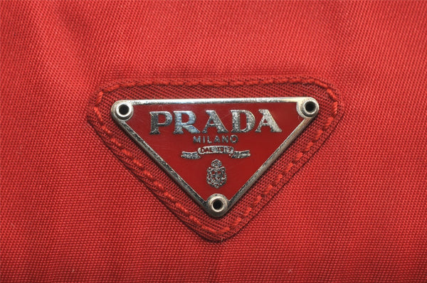 Authentic PRADA METAL Vintage Nylon Tessuto Hand Bag Purse B7004 Red 2766I